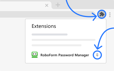 Mostrando la extensión del administrador de contraseñas de RoboForm funcionando