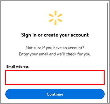 Blank sign-in example, waiting for email input, displaying the field to enter in the email address for the account.