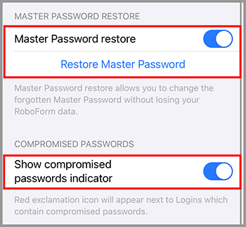 The Security tab in the Settings menu on iOS.