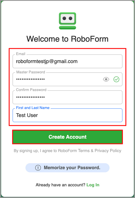 The welcome to RoboForm window.