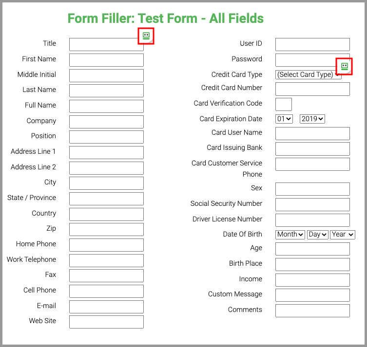 the RoboForm autofill icon on a form.