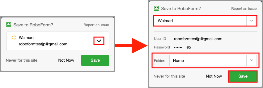 The RoboForm autosave dialog.