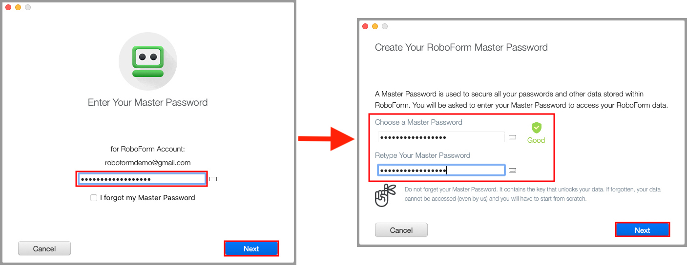 the Master Password change dialog.