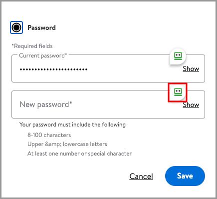 the RoboForm autofill icon on a field.