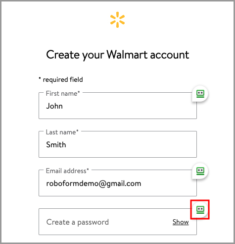 the RoboForm autofill icon on a password field.