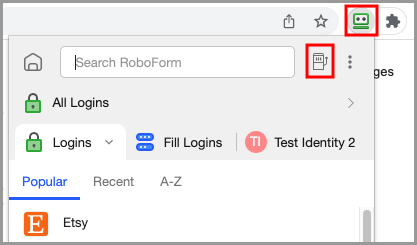 the RoboForm Password Generator button in the RoboForm extension.