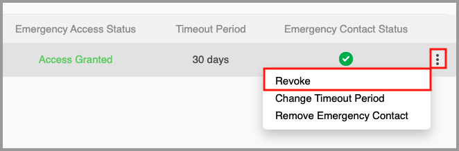 the option to revoke access to the Emergency Access Grantor’s data.