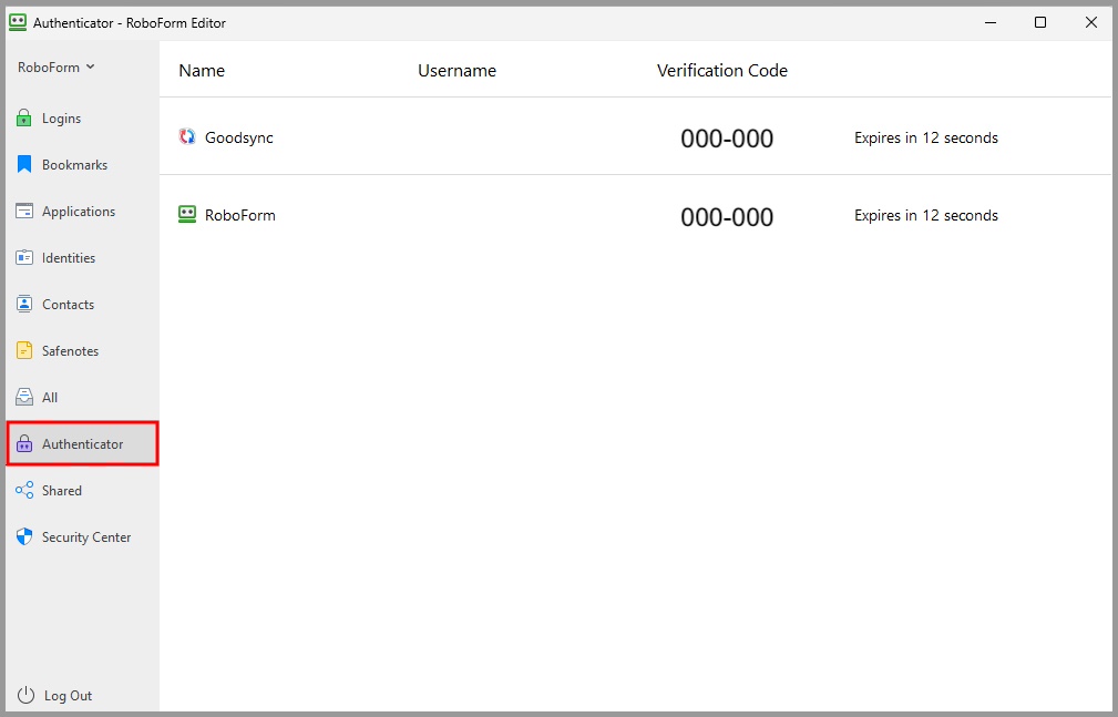 the Authenticator tab in the RoboForm editor