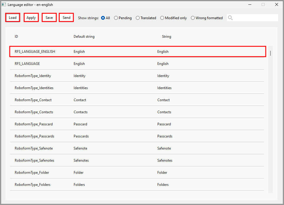 showing language editor in the General tab on the RoboForm options page