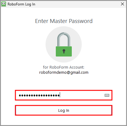 the Master Password being input to confirm the export.