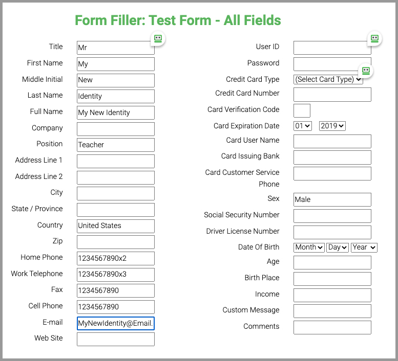 filled form by RoboForm autofill.