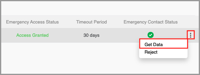 the option to access the Emergency Access Grantor’s data.