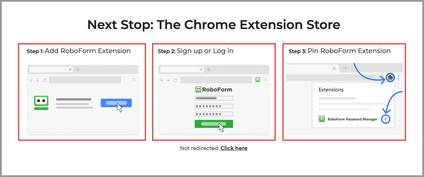 showing how to install the password manager extension.