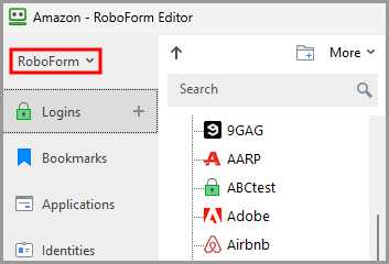 the RoboForm menu in the RoboForm editor.