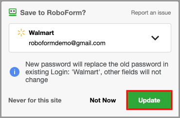 RoboForm attempting to update your existing Login.