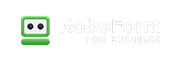 RoboForm password manager for business white logo.